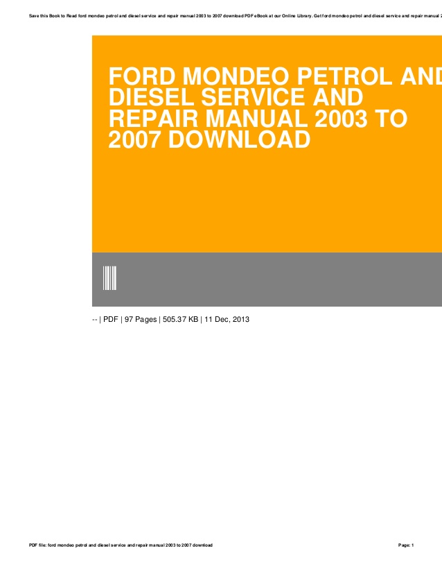 Ford Mondeo Mk3 Manual Free Download mjrenew